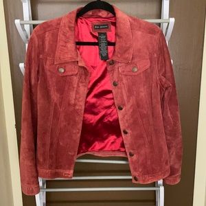 For Joseph Rust Red Suede Button Up Jacket